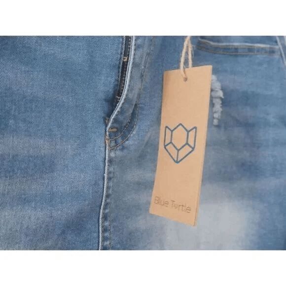 Blue Turtle Women's Medium Blue Booty Maker Asymmetrical Denim Mini Skirt M - Picture 6 of 8